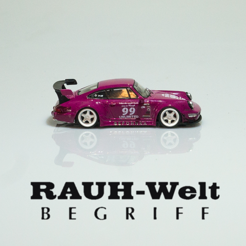 A purple 1/64 diecast model of a RWB 964 Idler Car 'Bepohnka', with visible details such as the front grille, wheels, and the RWB logo.

