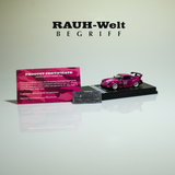 A purple 1/64 diecast model of a RWB 964 Idler Car 'Bepohnka', with visible details such as the front grille, wheels, and the RWB logo