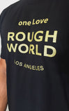 one Love ROUGH WORLD Black/Gold Crew Tees
